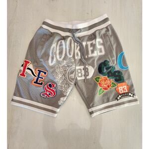 Cookies Shorts SZ Small Gray White Patches Athletic Loungewear